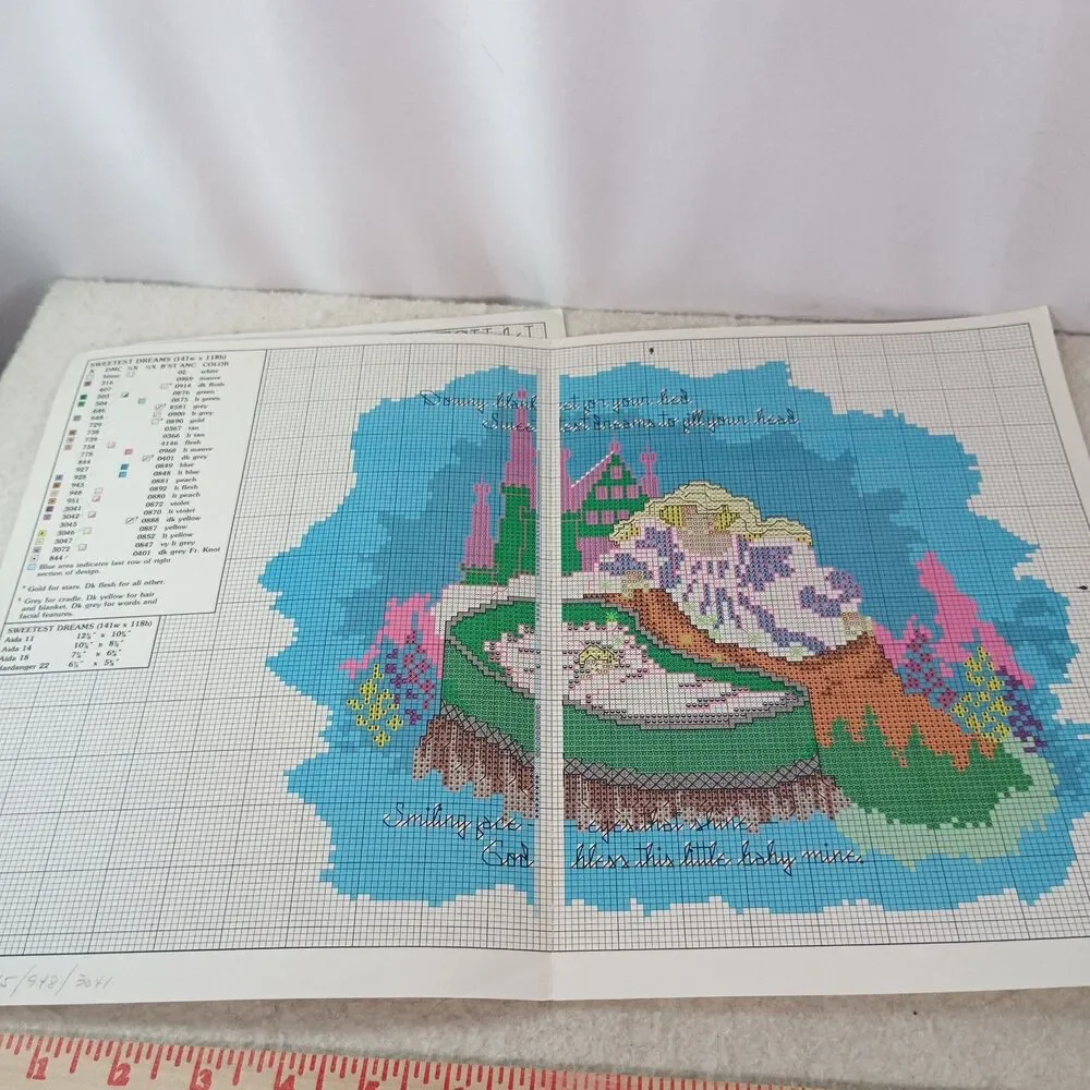 Vintage Leisure Arts Baby Cross Stitch Patterns Lot 2 Keepsakes Sweetest Dreams